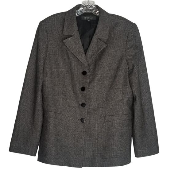Kasper Hounds Tooth Gray Black Blazer, Size 14 - Picture 1 of 9